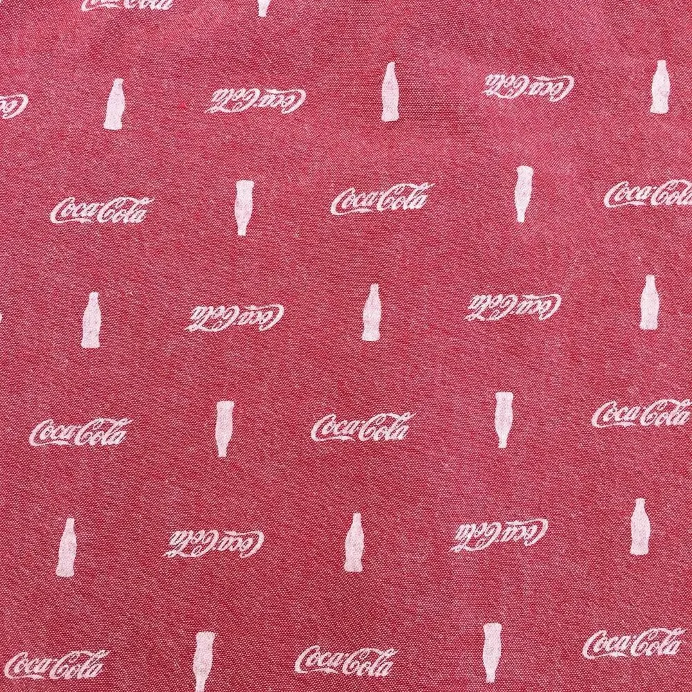 Coca-Cola Shirt Mens Extra Large Red/White Short Sleeved Button Down 100% Cotton